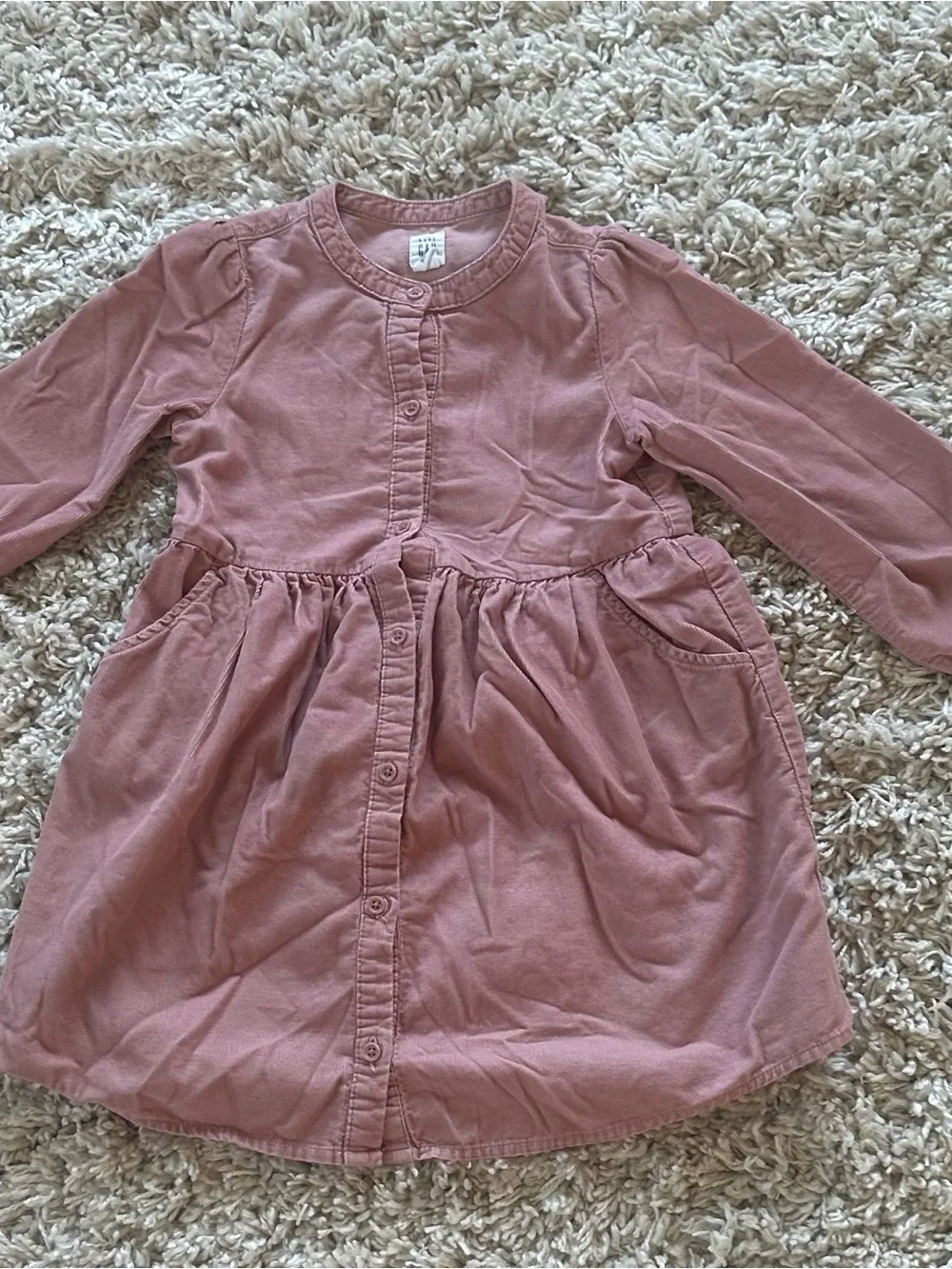 GAP Mauve Pink Button-Front Long Sleeve Dress